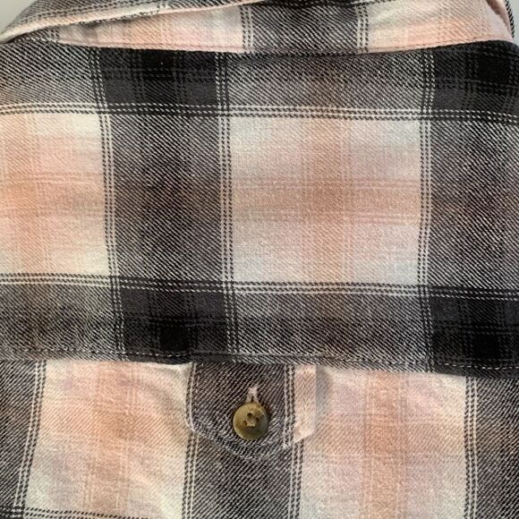 Vans Pink Black Checkered Flannel Women’s Shirt Long Sleeve Pockets  Size L - Picture 7 of 8